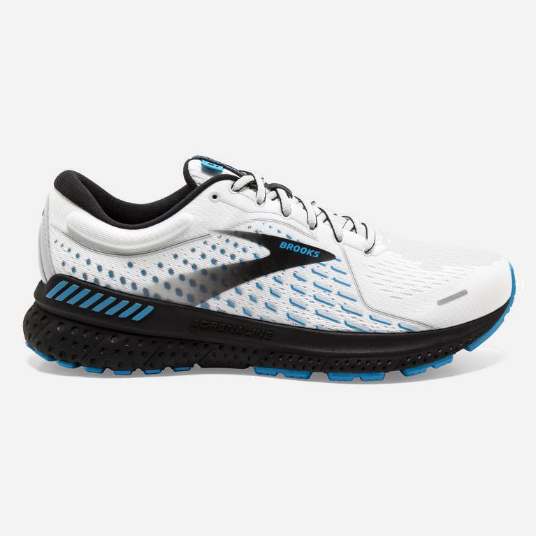 Brooks Adrenaline Gts 21 Loopschoenen voor Heren Wit/Grijs/Blauw (JPHMN-0728)